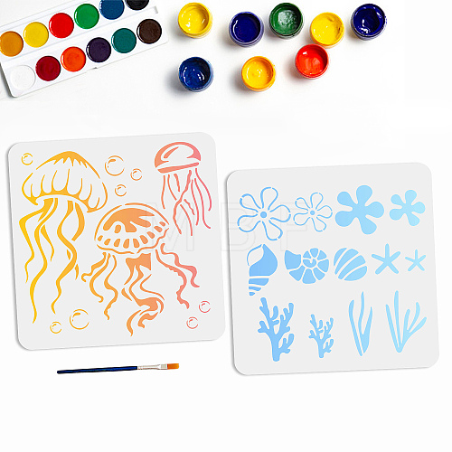 1 Set PET Hollow Out Drawing Painting Stencils DIY-MA0002-14C-1