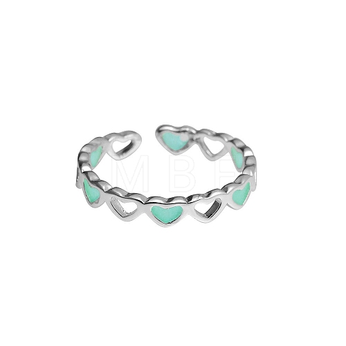 Luminous Alloy Heart Open Cuff Rings PW-WG184E7-01-1