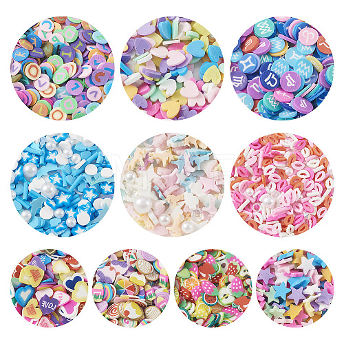 70G 10 Styles Handmade Polymer Clay Cabochons CLAY-TA0001-18-1