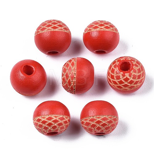 Painted Natural Wood Beads WOOD-S057-072N-1