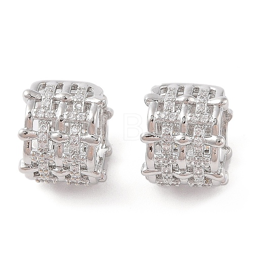 Rack Plating Brass Micro Pave Clear Cubic Zirconia Cuff Earrings for Women EJEW-G394-02P-1