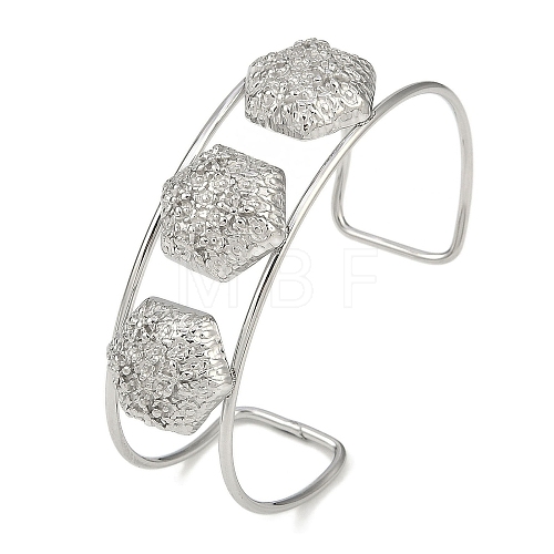 Non-Tarnish 304 Stainless Steel Wide Textured Open Cuff Bangles BJEW-Q348-05P-11-1