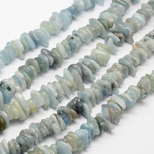 Chips Natural Aquamarine Beads Strands G-N0164-13-1