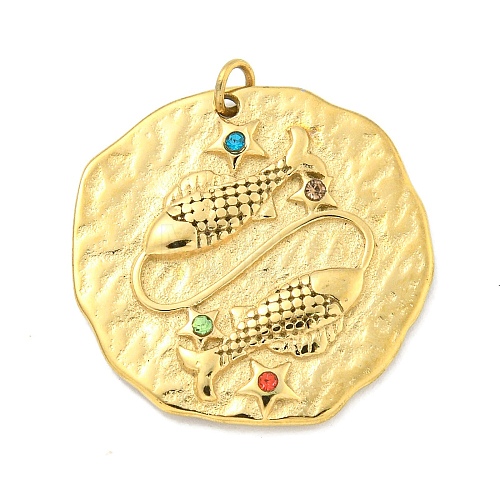 Real 18K Gold Plated Vacuum Plating 304 Stainless Steel Pendants STAS-L278-003G-12-1