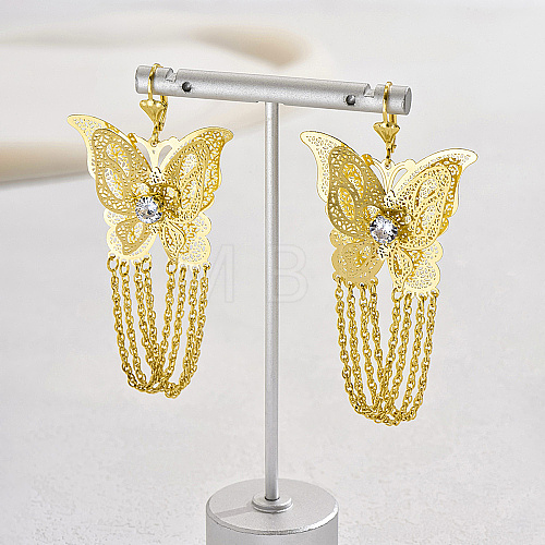 Iron Filigree Butterfly Dangle Leverback Earrings SQ8048-1