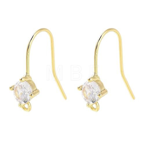 Brass Micro Pave Cubic Zirconia Earrings Findings EJEW-B063-05G-06-1