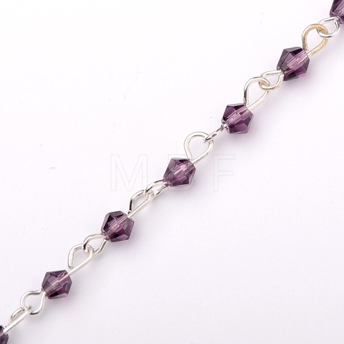 Handmade Bicone Glass Beads Chains for Necklaces Bracelets Making AJEW-JB00048-02-1