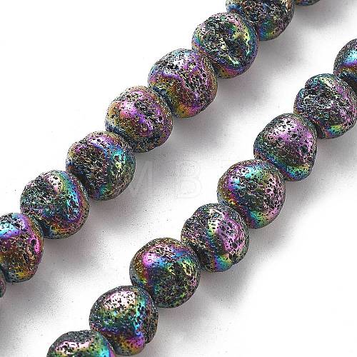 Electroplated Natural Lava Rock Beads Strands G-A251-D01-01I-1