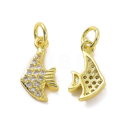 Brass Micro Pave Clear Cubic Zirconia Charms KK-E068-VF061-1