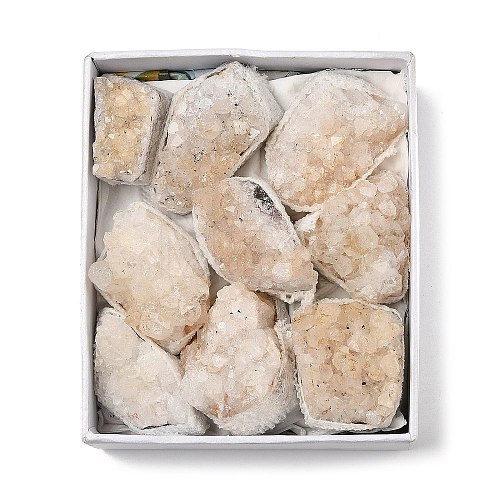 9Pcs Electroplate Natural Quartz Crystal Display Decorations G-H084-01C-1