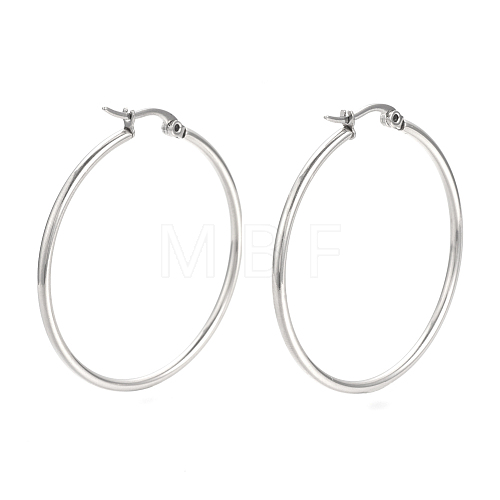 201 Stainless Steel Hoop Earrings X-MAK-R018-40mm-S-1