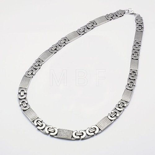 Men's Boys Byzantine Chain Necklaces Fashionable 201 Stainless Steel Necklaces NJEW-I010-09-1