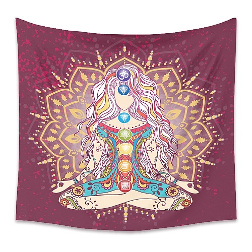 Yoga Meditation Trippy Polyester Wall Hanging Tapestry PW23040447558-1