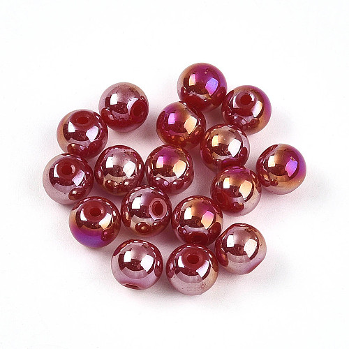 Electroplate Pearlized Glass Pearl Beads EGLA-T021-14B-08-1