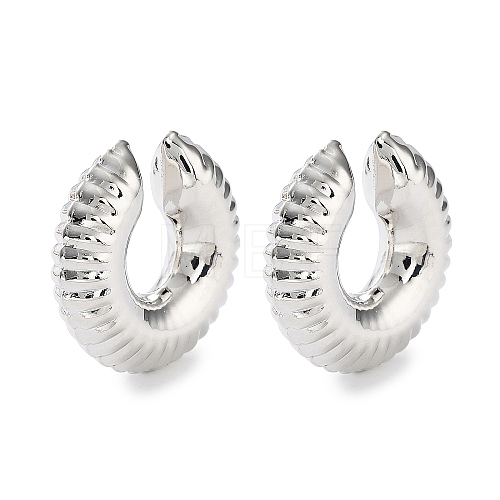 Brass Ring Cuff Earrings EJEW-D088-20P-1