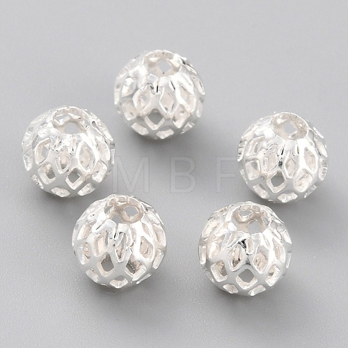 Long-Lasting Plated Hollowed Brass Beads KK-O133-002B-S-1