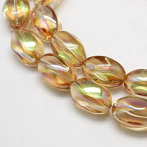Full Rainbow Plated Crystal Glass Oval Beads Strands EGLA-F026-A10-1