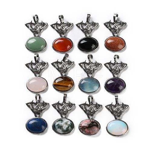 Natural & Synthetic Mixed Gemstone Pendants G-F777-02AS-1