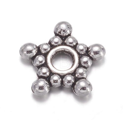 Antique Silver Tone Star Tibetan Style Spacer Beads X-AA121-1