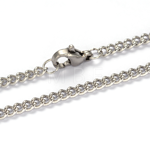 304 Stainless Steel Twisted Chain Curb Chain Necklaces NJEW-L416-04P-1