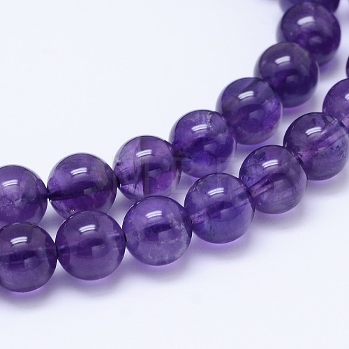 Round Natural Amethyst Bead Strands G-L446-12-1