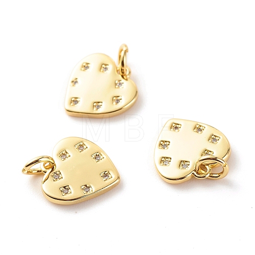 Brass Micro Pave Clear Cubic Zirconia Pendants ZIRC-P094-22G-RS-1