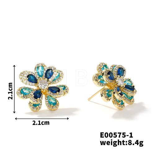 Copper & Zirconia Flower Petal Stud Earrings for Women ZY3251-1-1