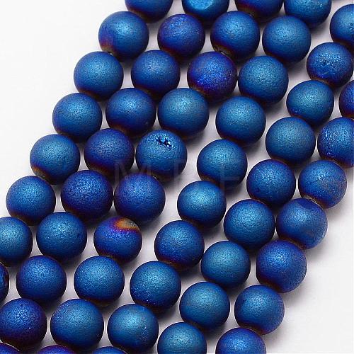 Electroplated Natural Agate Bead Strands G-K168-6mm-L2-03-1