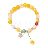 Natural Striped Agate Round Beaded Bracelets BJEW-JB11924-02-2