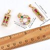 4 Pieces Brass Cubic Zirconia Charm Pendant Brass CZ Charm Mixed Shape Fan Rectangle Pendant for Jewelry Necklace Earring Making Crafts JX566A-3