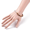 Natural Tiger Eye Round Beaded Bracelet with Curb Chain for Men Women BJEW-TA00048-01-3
