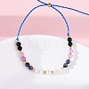 Faceted Round Natural Black Agate & Sodalite & Rose Quartz & Quartz Crystal Braided Bead Bracelets BJEW-F493-09G-02-4