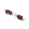 Natural Garnet Chip & Natural Cultured Freshwater Pearl Rice Beaded Connector Charms PALLOY-JF03707-04-3