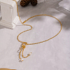 Minimalist Stainless Steel and Water Drop Natural Freshwater Pearl Knot Tassel Pendant Necklaces for Women DX0351-1-5