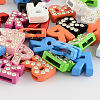 Mixed Color Zinc Alloy Grade A Rhinestone Letter Slide Charms ALRI-S130-R-1