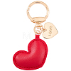 1Pc Imitation Leather Heart Keychain KEYC-CL0001-14D-1
