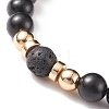 2Pcs 2 Style Natural Lava Rock & Wood & Synthetic Hematite Stretch Bracelets Set BJEW-JB08417-7