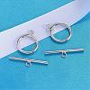 Platinum Plated Ring 925 Sterling Silver Toggle Clasps STER-K014-H733-15mm-P-3