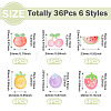 36Pcs 6 Styles Fruit Theme Transparent Resin Cabochons RESI-TADJ0001-27-3