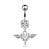 Piercing Jewelry Stainless Steel Micro Pave Cubic Zirconia Split Navel Ring Belly Rings WG4019F-01-1