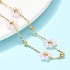 304 Stainless Steel & Synthetic Stone Daisy Flower Chain Anklets for Women AJEW-B031-01G-02-2