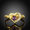 Hollow Heart 316L Titanium Steel Cubic Zirconia Rings for Women RJEW-BB07242-9G-2