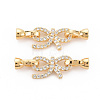 Brass Micro Pave Clear Cubic Zirconia Fold Over Clasps KK-S354-314-NF-1
