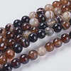 Round Dyed Natural Striped Agate/Banded Agate Beads Strands G-G582-6mm-04-1