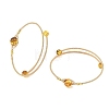 Round Natural Amber Herringbone Wire-Wrapped Cuff Bangles BJEW-JB14498-3