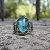 Oval Alloy with Glass Finger Rings FS-WG0E890-02-3