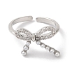 Bowknot Brass Micro Pave Clear Cubic Zirconia Open Cuff Rings for Women RJEW-C098-06P-2
