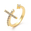 Clear Cubic Zirconia Cross Open Cuff Ring X-KK-H439-12G-1