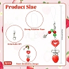2Pcs Acrylic Heart & Resin Strawberry & Alloy Bowknot & Glass Bead Mobile Straps HJEW-YW00323-2
