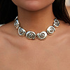 Summer Beach Alloy Spiral Shell Shape Link Chain Choker Necklaces for Women WG57653-04-1
